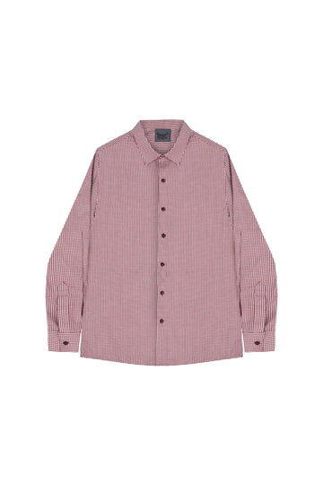 Dark Red Checkered Oversize Shirt