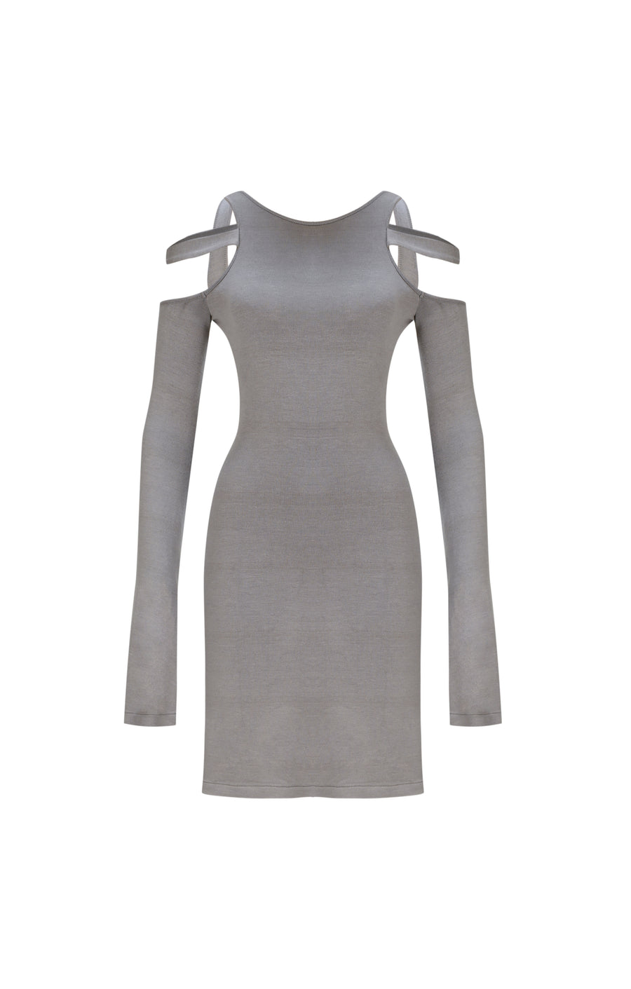 Knitted Grey Mini Backless Dress